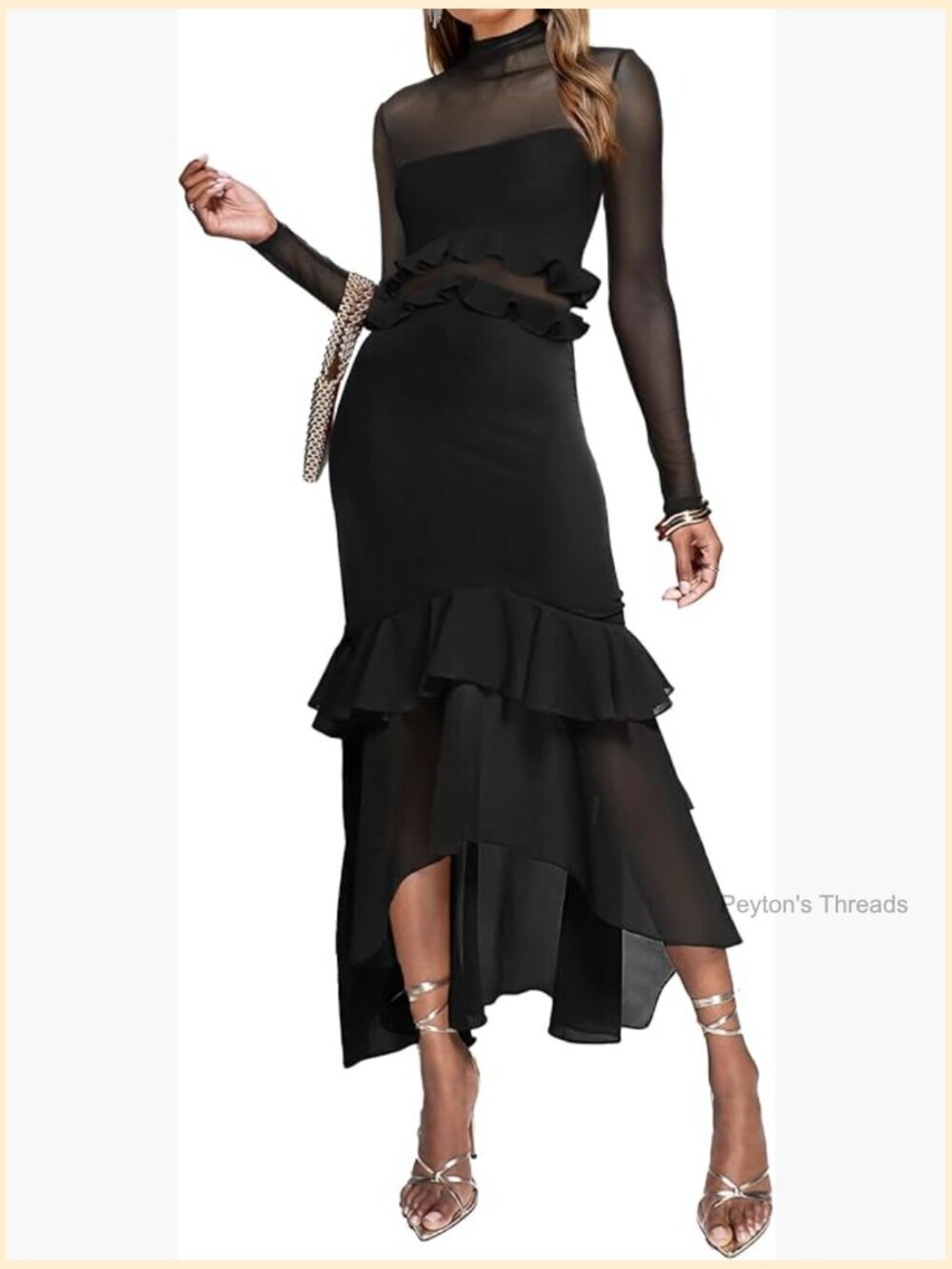 Long Sleeve Maxi Dress Ruched Bodycon Formal Cocktail Dress for Women
